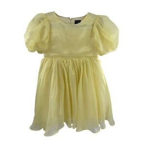 Bardot Junior Girls Yellow Puff Sleeve Organza Party Dress Size 164